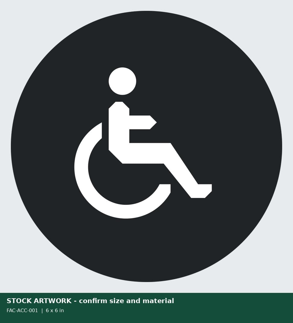 Example circular wheelchair symbol artwork for visual entrance identification
