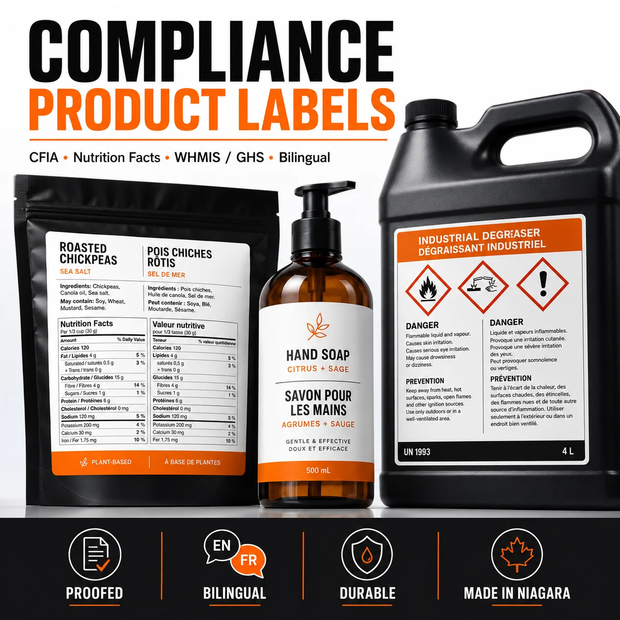 Compliance Product Labels Canada — CFIA, Bilingual & WHMIS Printing product image