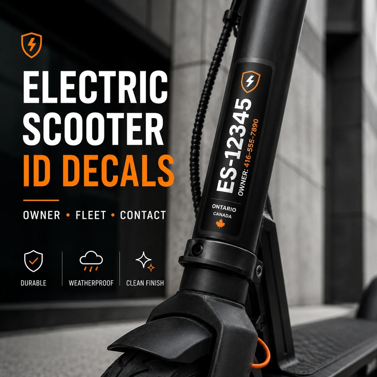 Electric Scooter Decal Ontario — Municipal ID | Compliance Lettering product image