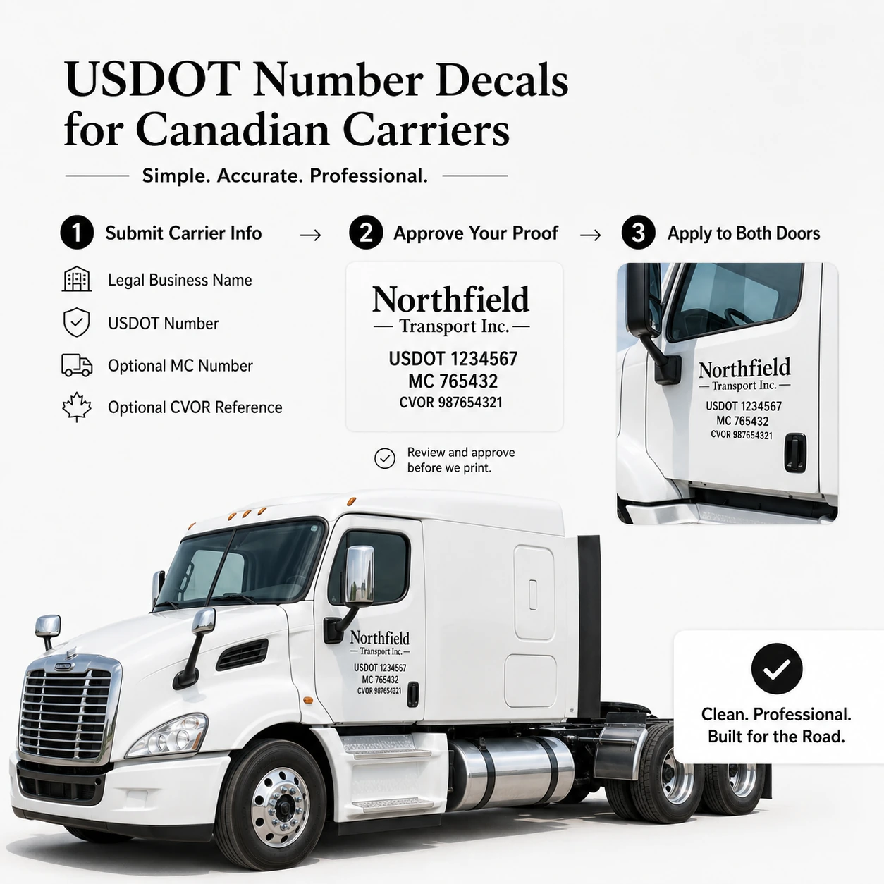 USDOT number decal ordering process from details to proof to production