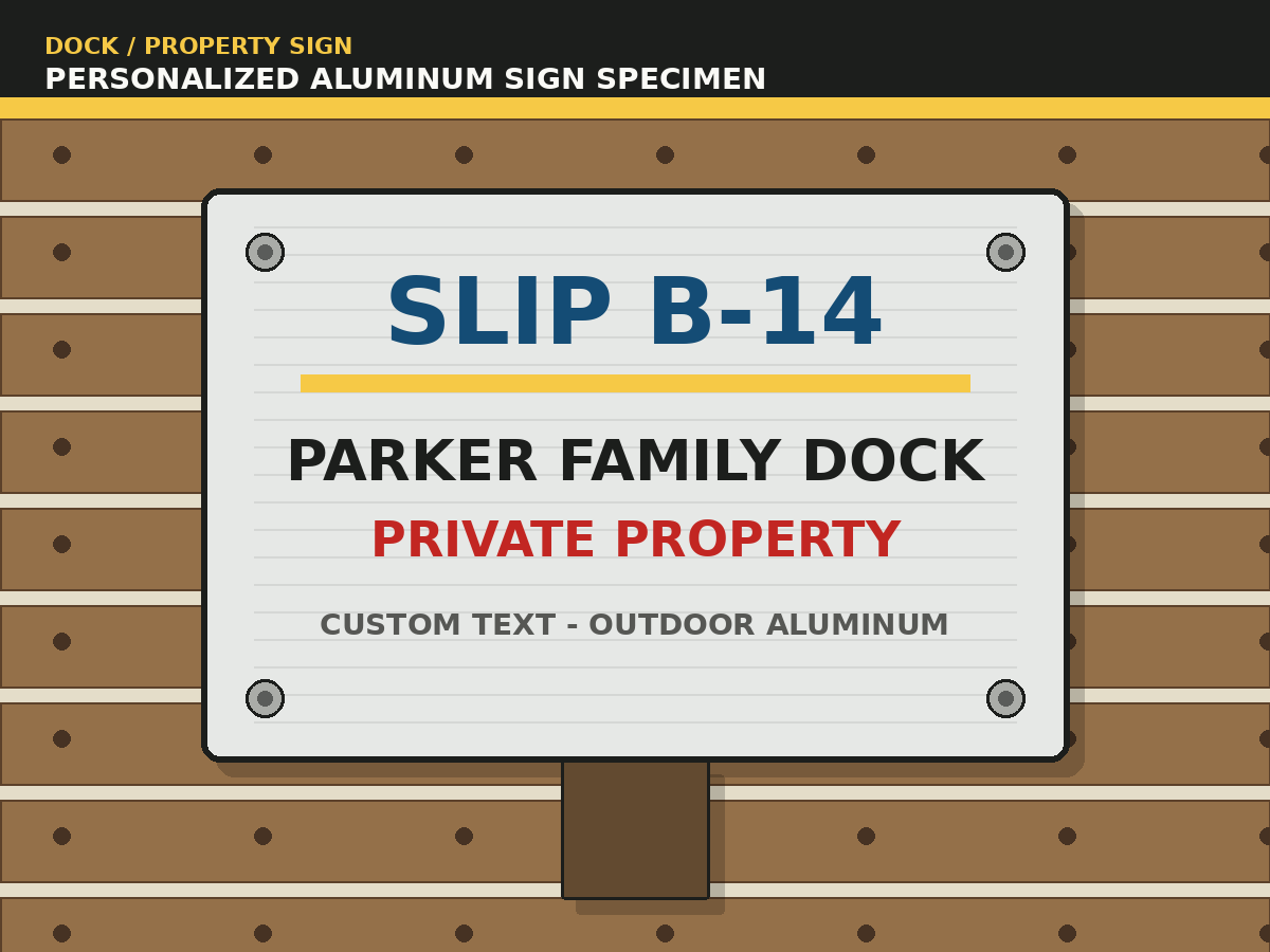 Personalized Dock & Property Aluminum Sign | Compliance Lettering product image